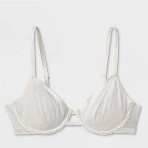 Women's Mesh Unlined Demi Bra Auden™ White 40D Adjustable Strap Underwire Sheer